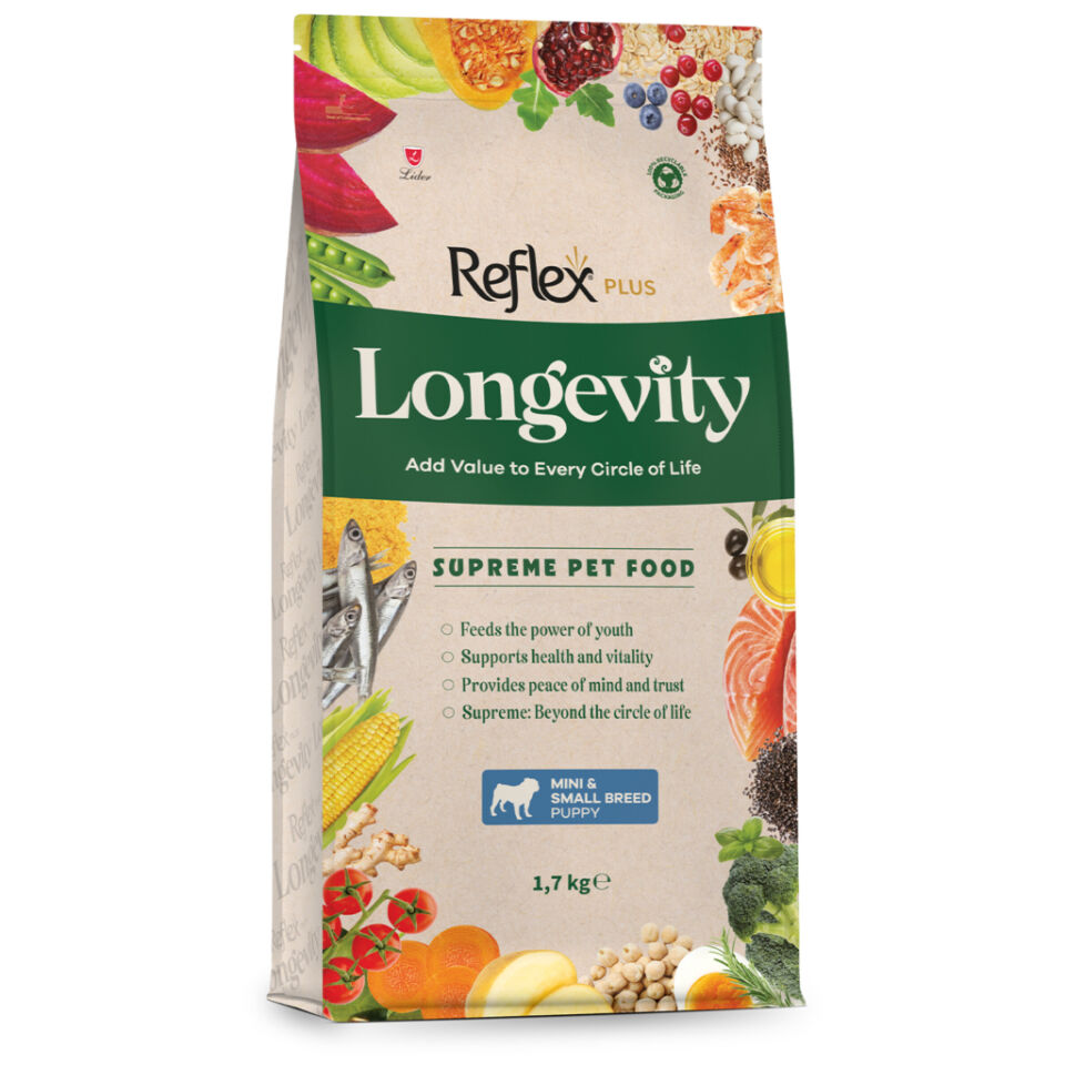 Reflex Plus Longevity Hipoalerjenik Mini ve Küçük Irk Yavru Köpek Maması 1,7kg