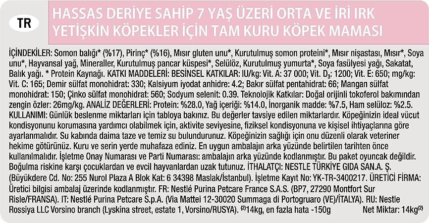 Pro Plan Medium Large +7 Somonlu Büyük Ve Orta Irk Yaşlı Köpek Maması 14 Kg