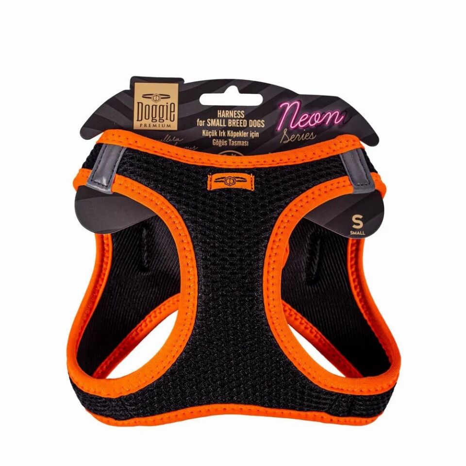 Doggie Neon Göğüs Tasması Turuncu S 32-38 Cm