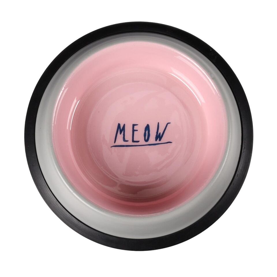 Flamingo Nell Boyalı Çelik Mama Kabı Antislip Gri-Pembe - 200ML