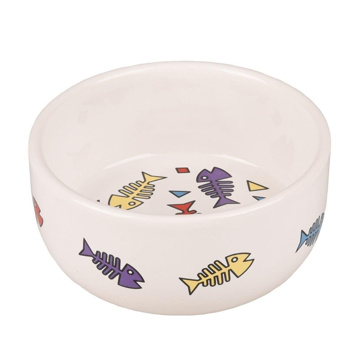 Flamingo Fısk Balık Desenli Seamik Mama Kabı Beyaz 375ML