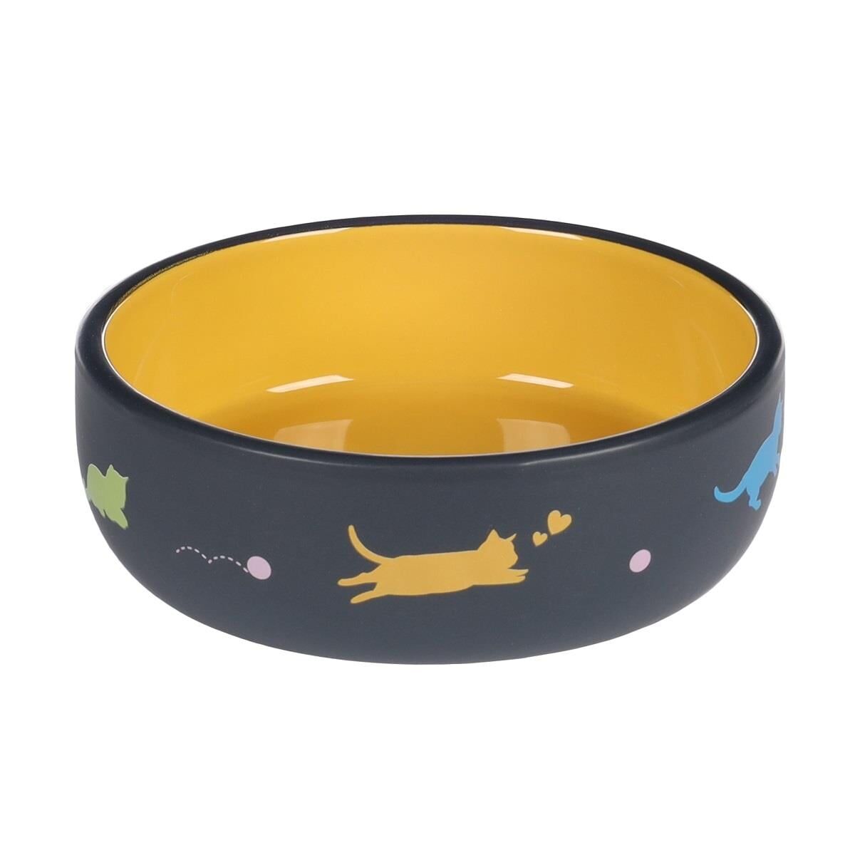 Flamingo Ranti Kedi Desenli Seramik Mama Kabı / 380ML