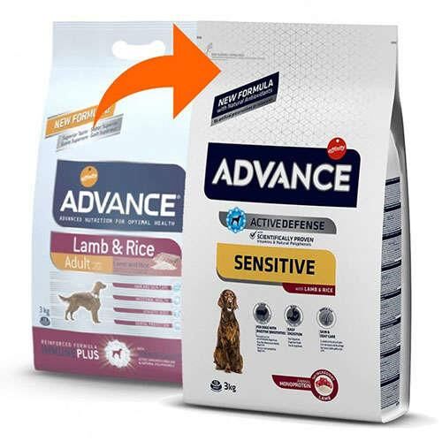 Advance Sensitive Kuzu Etli Pirinçli Yetişkin Köpek Maması 3 KG