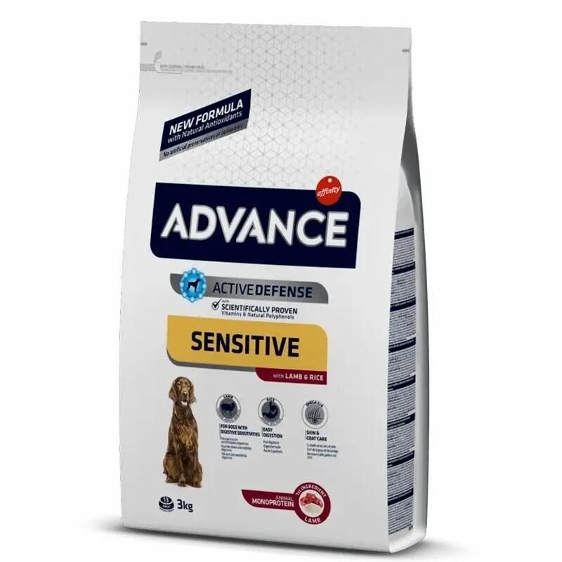 Advance Sensitive Kuzu Etli Pirinçli Yetişkin Köpek Maması 3 KG