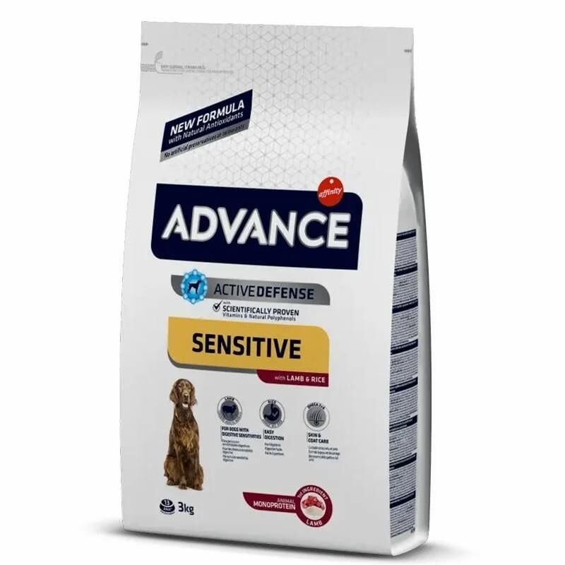 Advance Sensitive Kuzu Etli Pirinçli Yetişkin Köpek Maması 3 KG