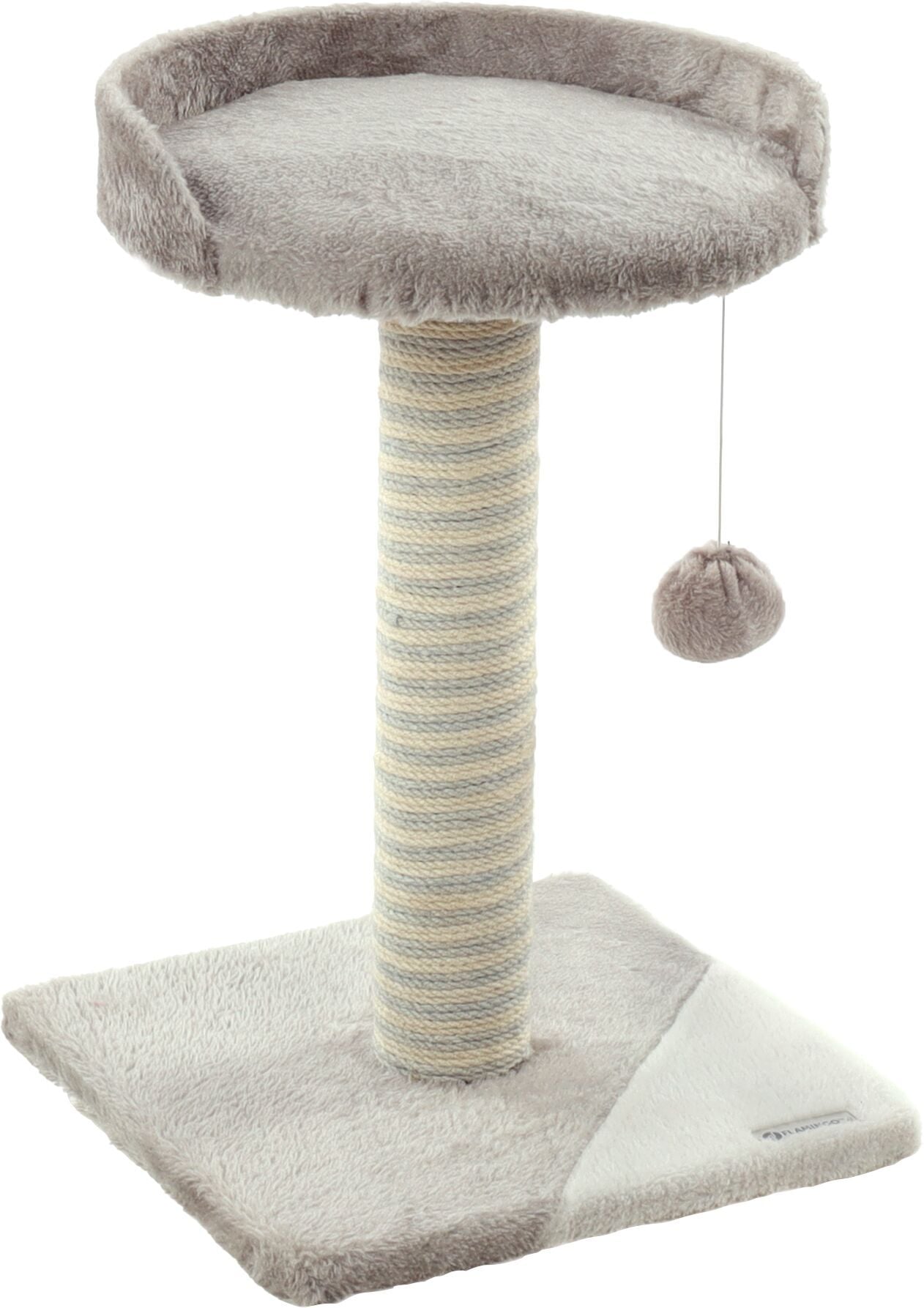Flamingo Clark Gri-Bej Peluş Kaplı Oturma Alanlı Kedi Tırmalama