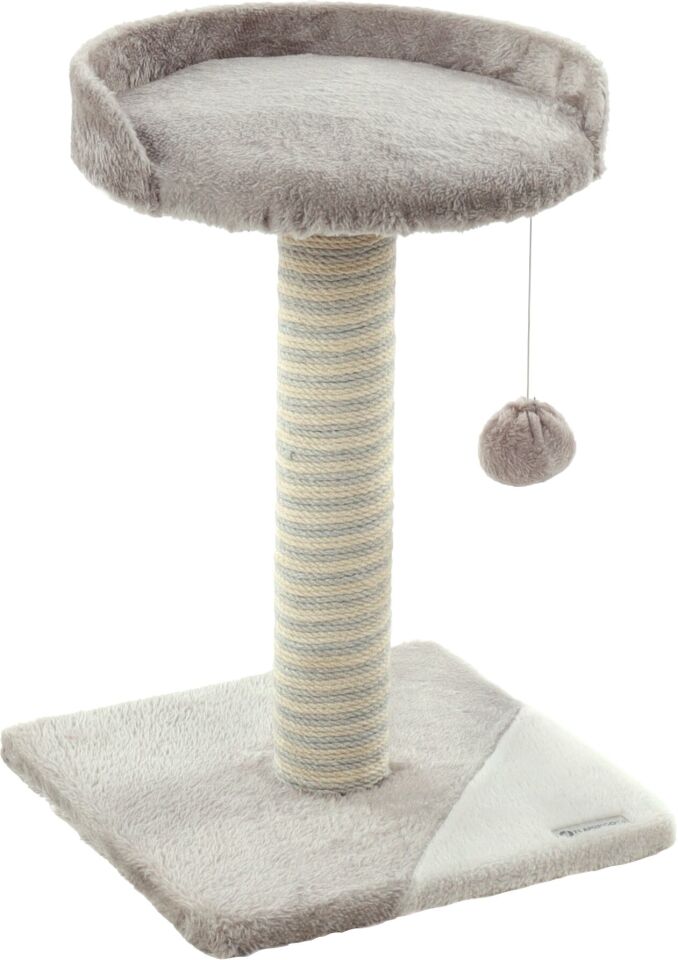 Flamingo Clark Gri-Bej Peluş Kaplı Oturma Alanlı Kedi Tırmalama