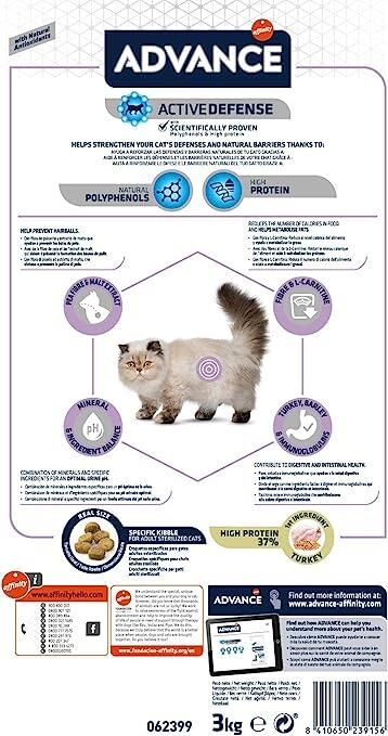 Advance Hairball Sterilised Hindi Etli Kısırlaştırılmış Yetişkin Kedi Maması 3 KG