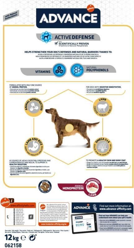 Advance Sensitive Kuzu Etli Pirinçli Yetişkin Köpek Maması 12 KG