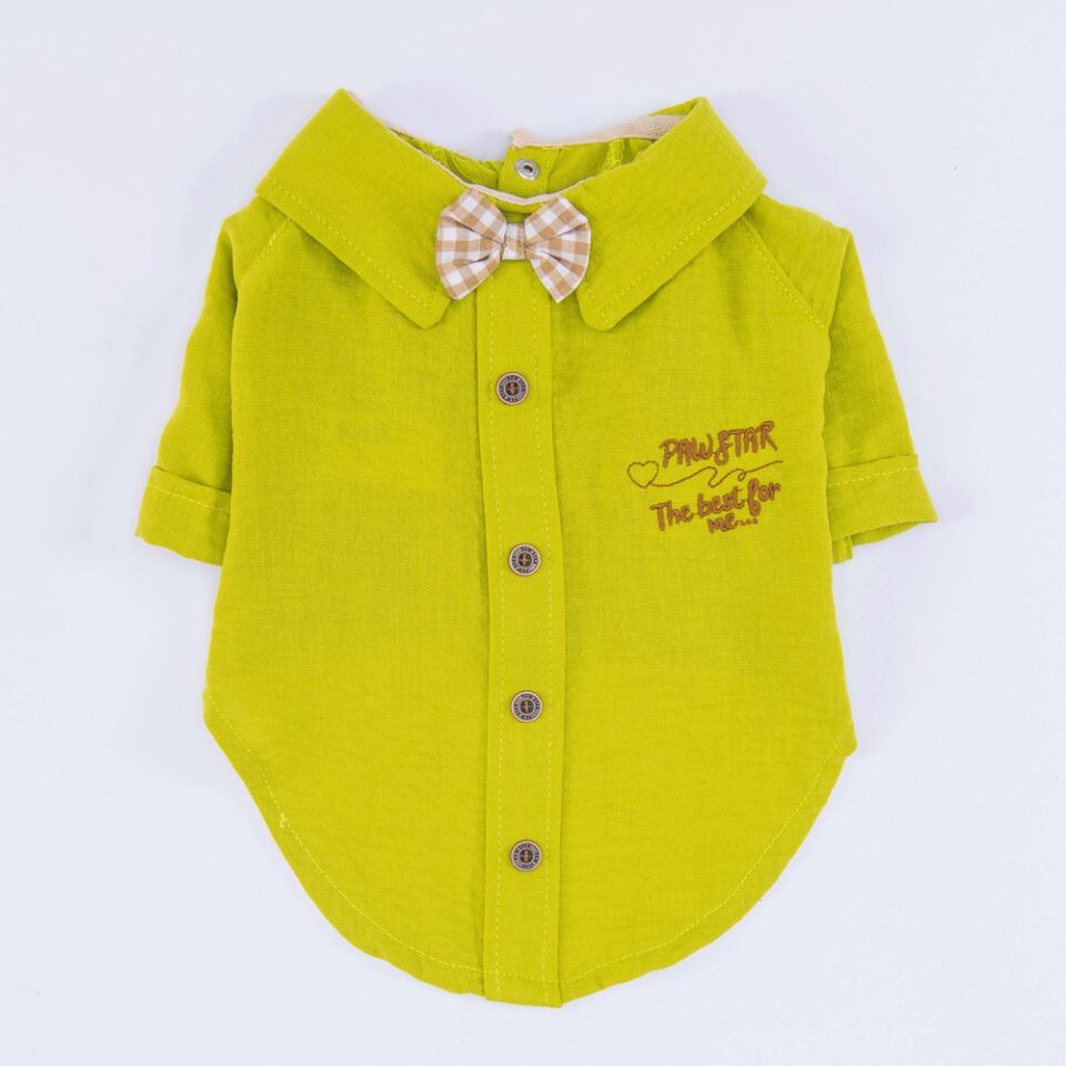 Pawstar Yeşil Linen Look Gömlek L