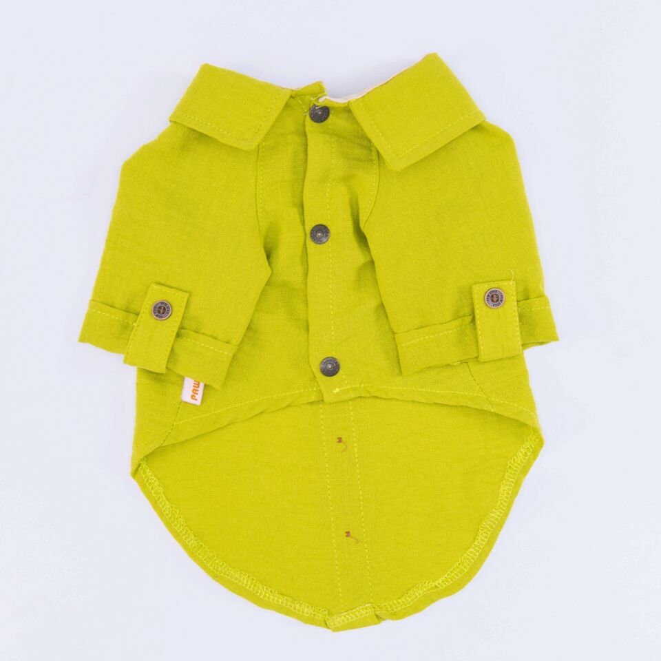 Pawstar Yeşil Linen Look Gömlek L