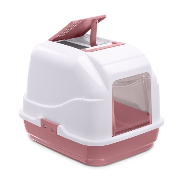 Imac Easy Cat Kapalı Kedi Tuvaleti Pembe/beyaz 50x40x40cm - 1