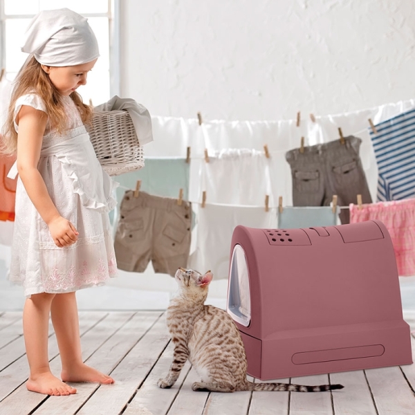 Imac Zuma Torbalı Kapalı Kedi Tuvaleti Pembe 56x40x42,5cm - 3