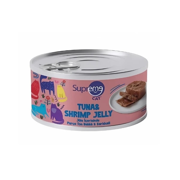 Jöle İçerisinde Parça Ton Balıklı & Karidesli Konserve Mama - Supreme