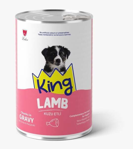 King Et Parçacıklı Kuzu Etli Yavru Köpek Konserve 400 Gr - King