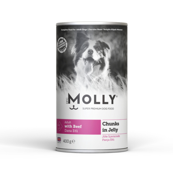 Molly Jöle İçinde Parça Dana Etli Yetişkin Köpek Konservesi 400gr - Molly