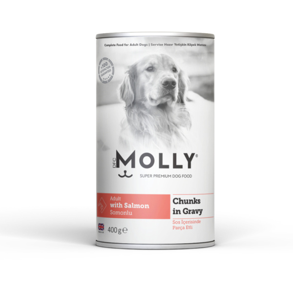 Molly Sos İçinde Parça Somonlu Yetişkin Köpek Konservesi 400gr - Molly