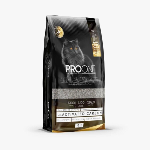 Pro One HypoAllergenic Aktif Karbonlu İnce Taneli Sodyum Bentonit Kedi Kumu 10 Kg - Pro One