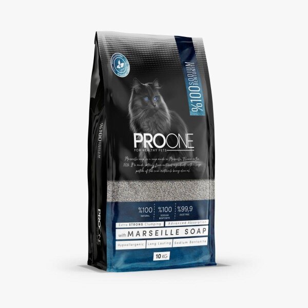 Pro One HypoAllergenic Marsilya Sabunu Kokulu İnce Taneli Sodyum Bentonit Kedi Kumu 10 Kg - 1