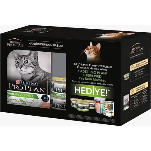 Pro Plan Sterilised Somon Kısırlaştırılmış Yetişkin Kedi Maması Hediyeli Kutu 1.5 Kg - Pro Plan