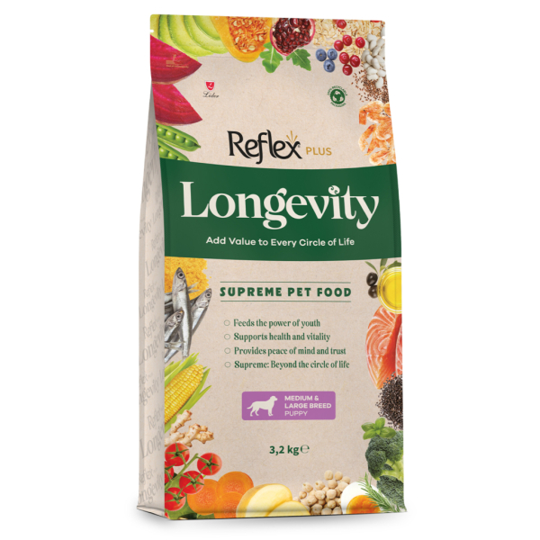 Reflex Plus Longevity Hipoalerjenik Orta ve Büyük Irk Yavru Köpek Maması 3,2kg - 1