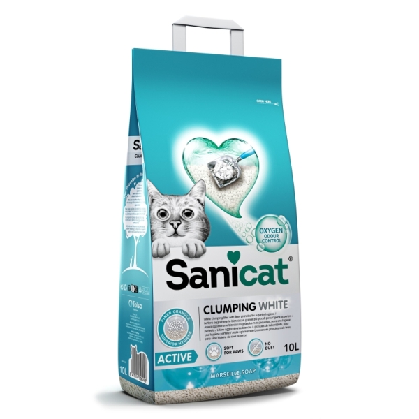 Sanicat Clumping White Active Marsilya Sabunlu Kedi Kumu 10l - Sanicat