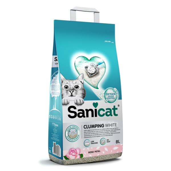 Sanicat Clumping White Gül Kokulu Kedi Kumu 8l - Sanicat