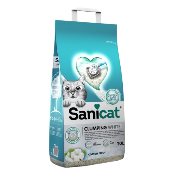 Sanicat Clumping White Koton Ferahlığı Kedi Kumu 10l - Sanicat