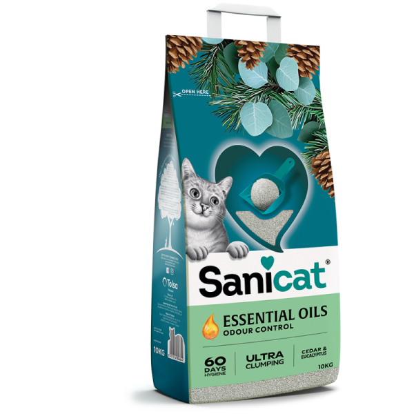 Sanicat Essential Oils Sedir Ve Okaliptus Kokulu Kedi Kumu 10 Kg - Sanicat