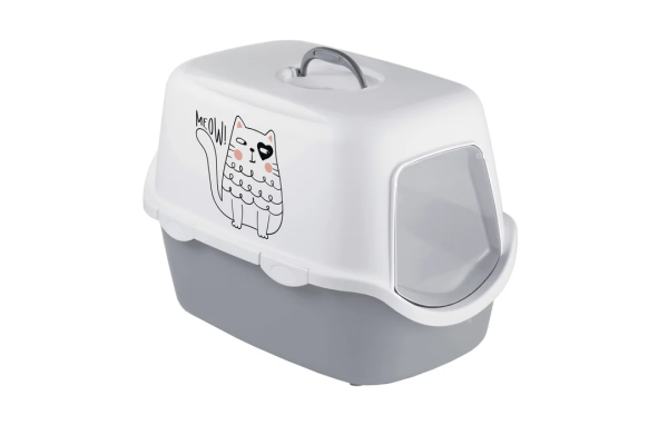 Stefanplast Cathy Griffe Kedi Desenli Kapalı Kedi Tuvaleti Gri - Stefanplast