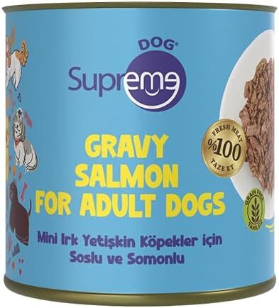 Supreme Dog Mini Irk Yetişkin Köpekler için Soslu ve Somonlu Konserve Mama 200 gr - Supreme