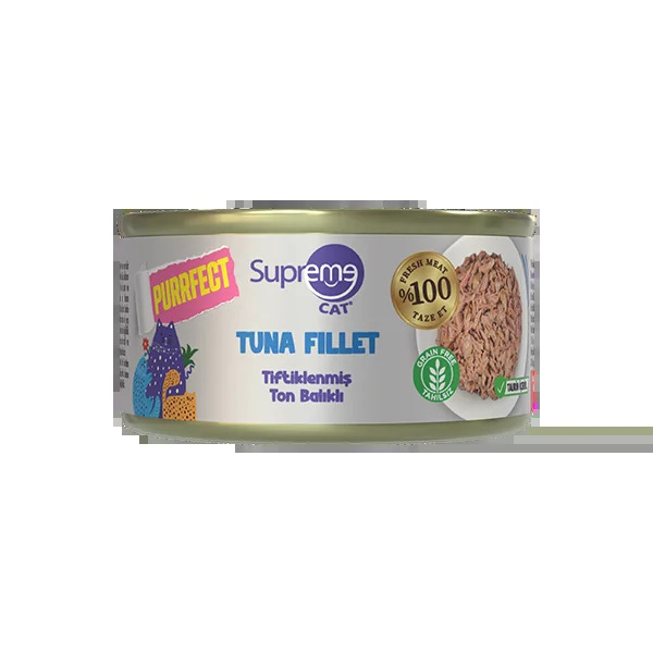 Supreme Tiftiklenmiş Ton Balıklı Yetişkin Konserve Kedi Maması 70gr - Supreme