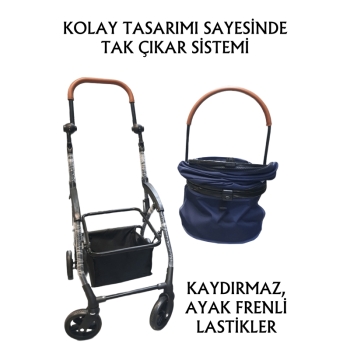 Tommy Evcil Hayvan Arabası 76,5x48x99cm Lacivert Max 15 Kg - 4