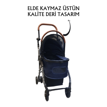 Tommy Evcil Hayvan Arabası 76,5x48x99cm Lacivert Max 15 Kg - 2