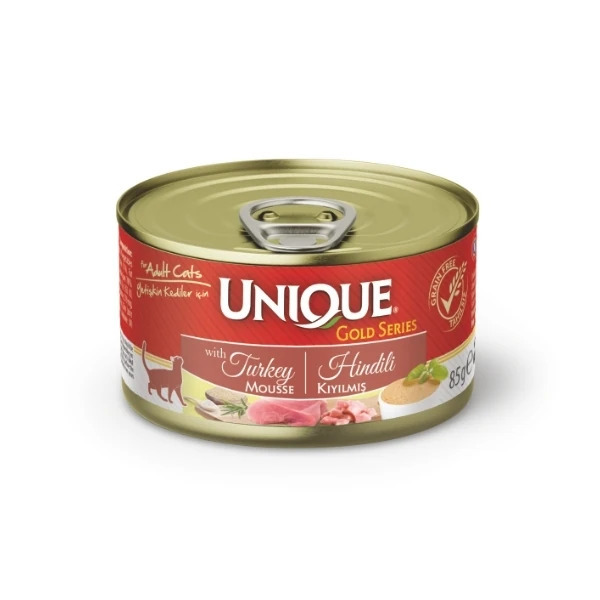 Unique Gold Series Hindi Etli Yetişkin Konserve Kedi Maması 85 gr - Unique