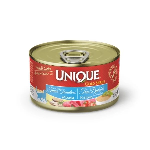 Unique Gold Series Ton Balıklı ve Domatesli Yetişkin Kedi Maması Konserve 85 Gr - Unique