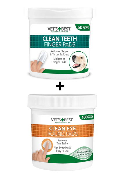 Vets Best Diş Temizleme Parmak Pedi +Vets Best Göz Temizleme Pedi - 1